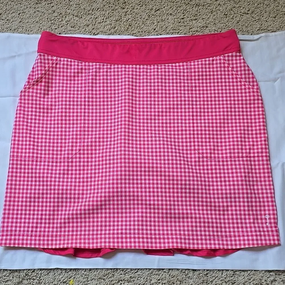 Belyn Key Ruffle Skort‎ Size M Pink Pockets Skirt Golf